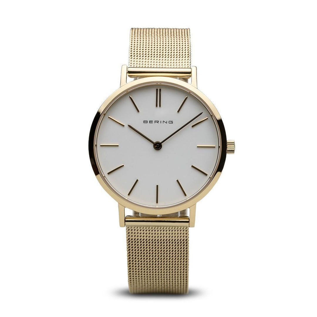 Bering Ladies Watch Gold Tone Mesh Strap Watches Bering