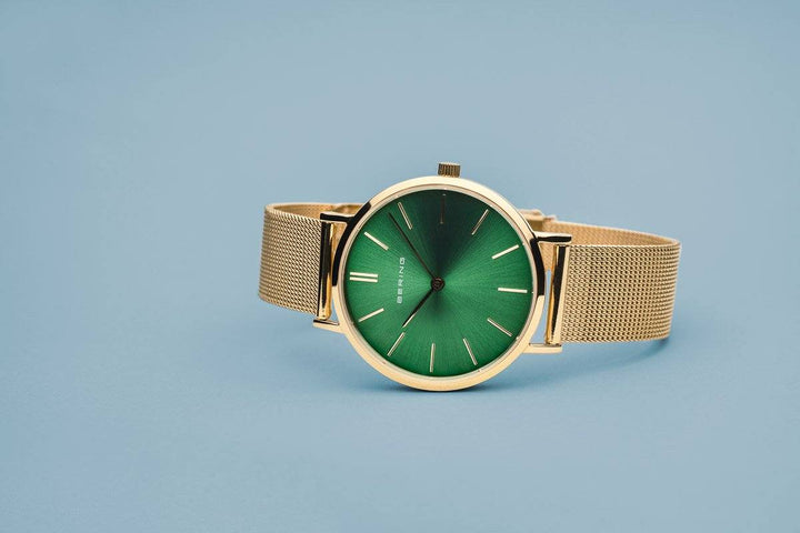 Bering Ladies Watch Gold Green 14134-338 Watches Bering