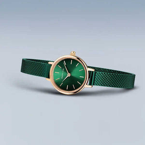 Bering ladies watch in green and rose gold with mesh strap Watches Carathea
