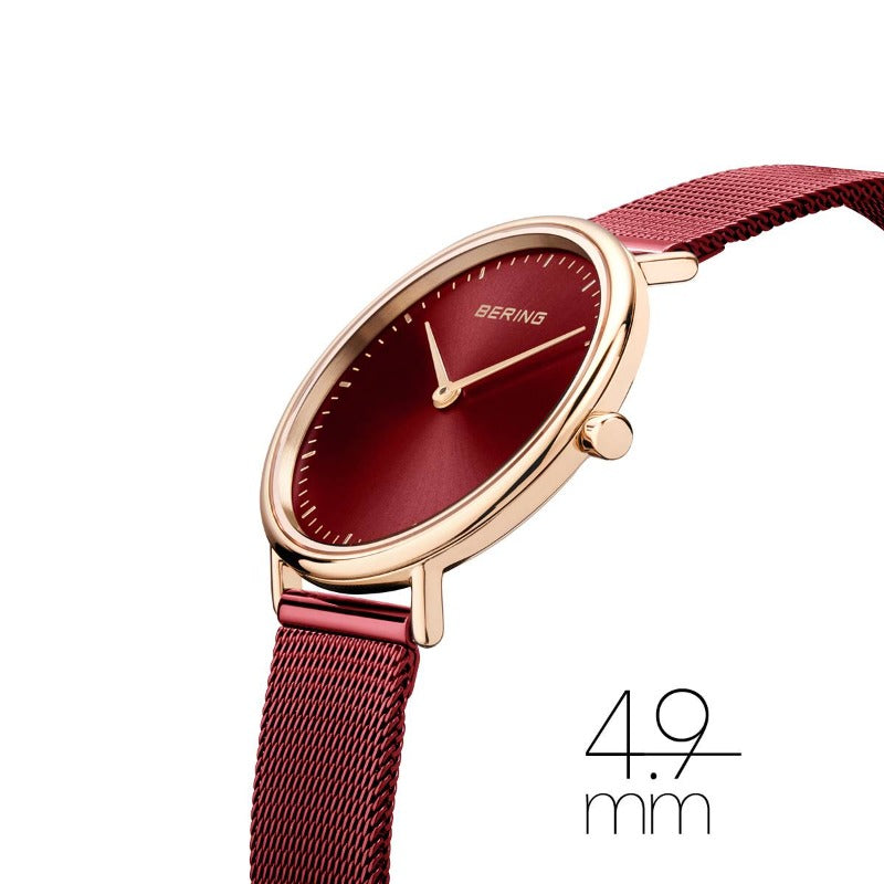 Ladies Bering Watch Red and Rose Gold with Milanese Strap 15729-363 Bering 