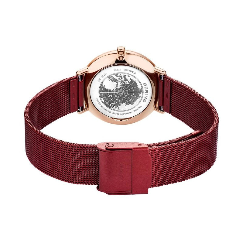 Ladies Bering Watch Red and Rose Gold with Milanese Strap 15729-363 Bering 