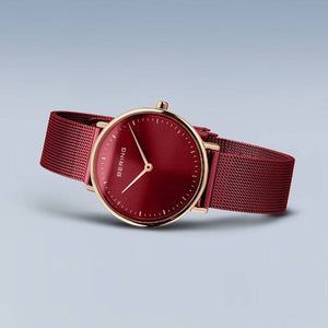 Ladies Bering Watch Red and Rose Gold with Milanese Strap 15729-363 Bering 