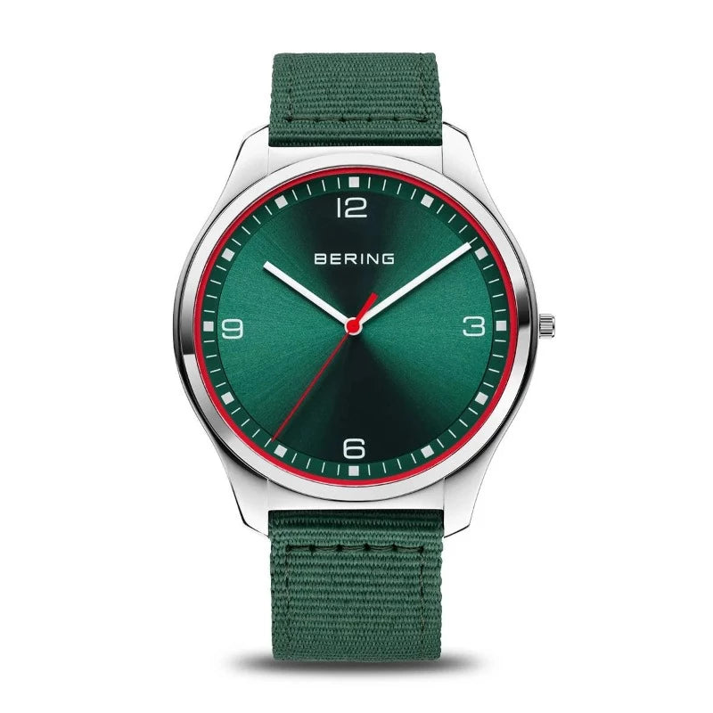 Bering men's watch in green with nato green strap Watches Carathea