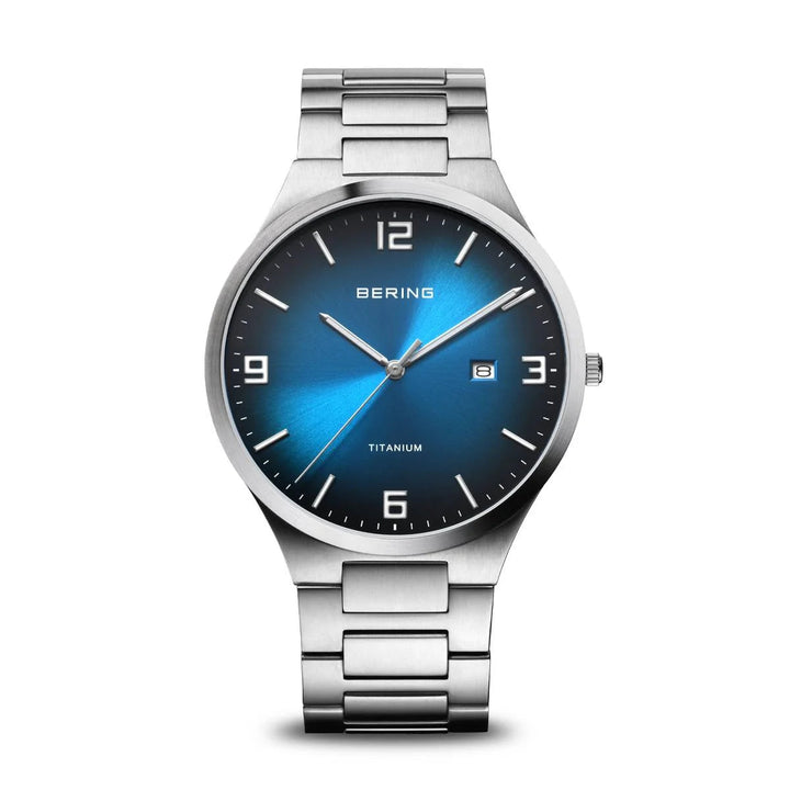 Bering Men's Titanium Watch with Blue Dial 15240-777 Watches Bering