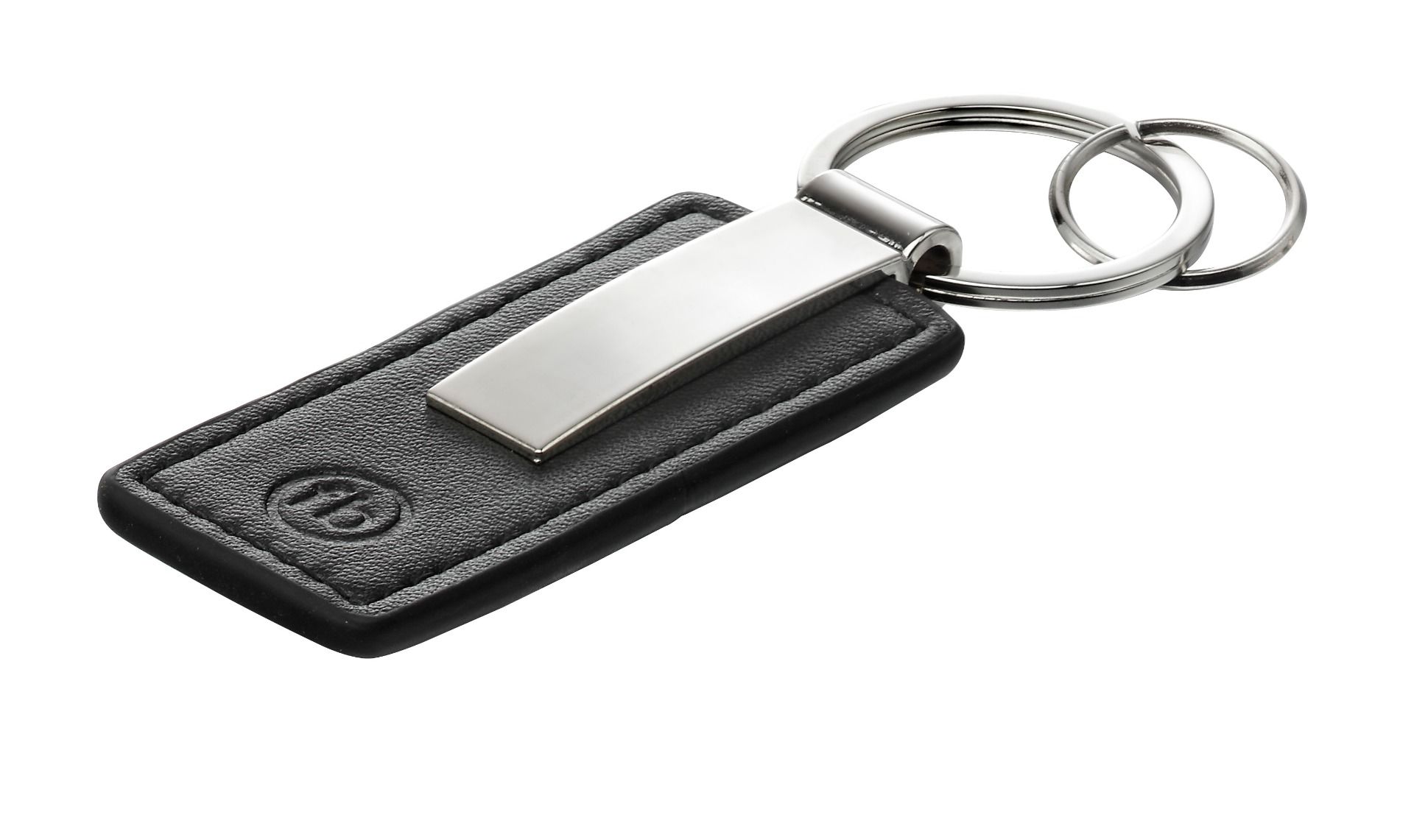 Black Leather and Steel Key Ring Giftware FRED BENNETT 