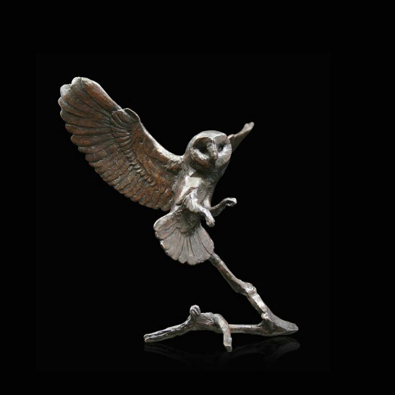 Bronze Barn Owl in Flight Sculpture Gifts Richard Cooper & Co