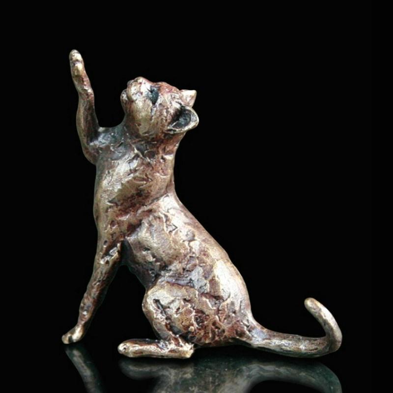 Bronze Cat Sitting Sculpture Giftware Richard Cooper & Co