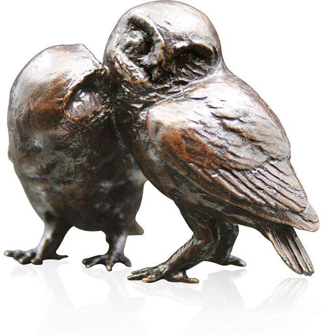 Bronze Pair of Little Owls Sculpture Gifts Richard Cooper & Co