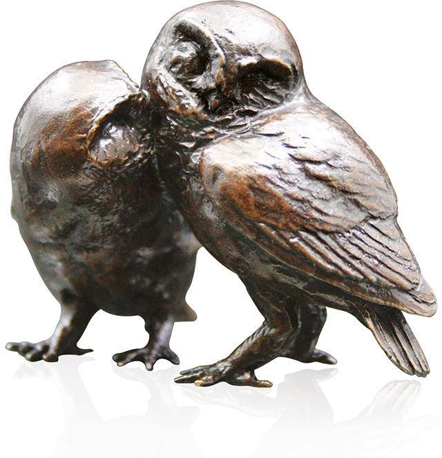 Bronze Pair of Little Owls Sculpture Gifts Richard Cooper & Co 