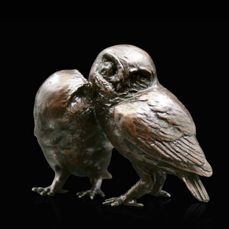Bronze Pair of Little Owls Sculpture Gifts Richard Cooper & Co 