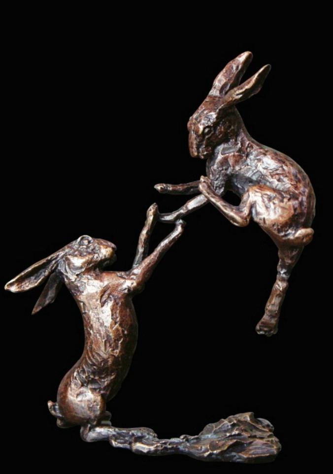 Bronze Boxing Hares Sculpture Gifts Richard Cooper & Co