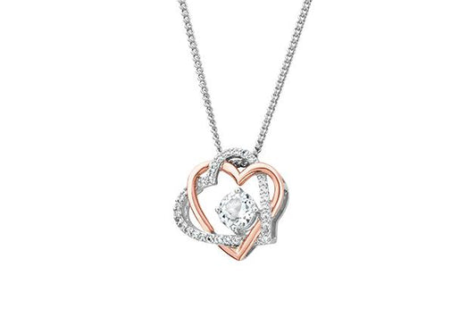 Clogau Gold Always in My Heart White Topaz Pendant 3SAMH0091 Necklaces & Pendants Carathea