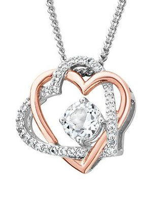 Clogau Gold Always in My Heart White Topaz Pendant 3SAMH0091 Necklaces & Pendants CLOGAU GOLD 