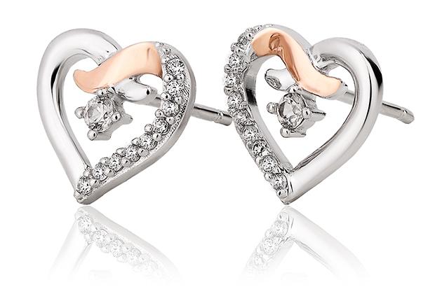 Clogau 'Kiss' Stud Earrings with White Zircon 3SCGKSE Earrings CLOGAU GOLD 