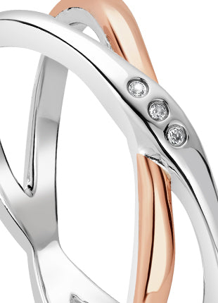 Clogau Ripples Cross Over Ring with White Topaz 3SRPP0209 Rings Carathea
