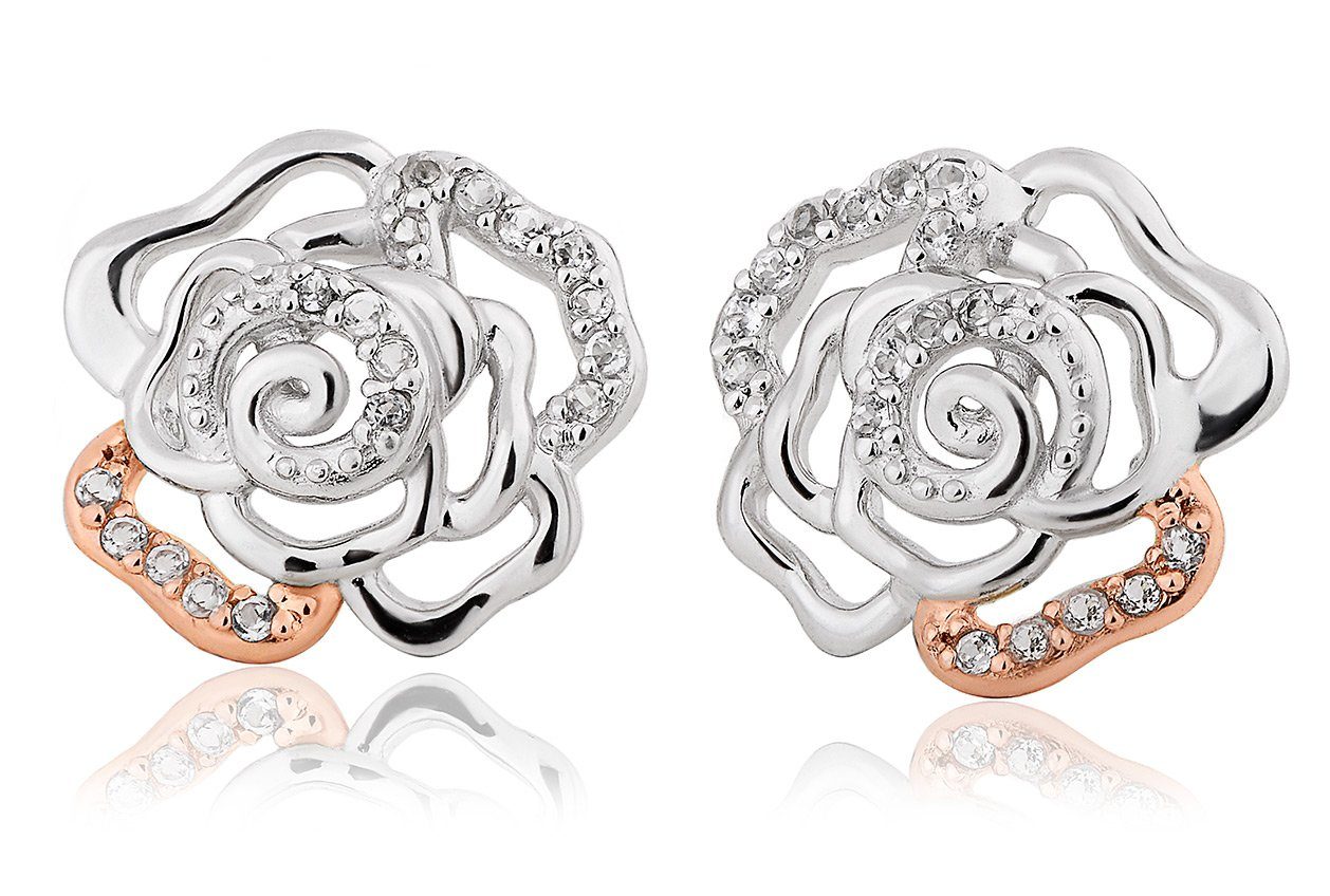 Clogau Royal Roses White Topaz Stud Earrings 3SRORP3 Jewellery Carathea