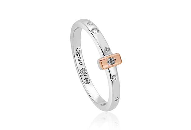 Clogau silver and rose gold ring with white topaz Rings Carathea