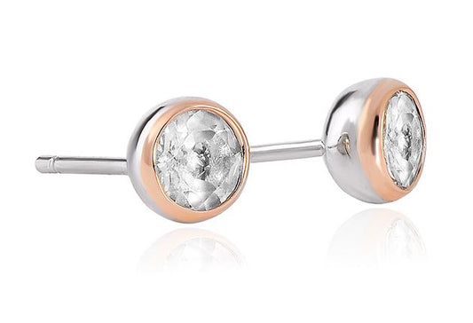 Clogau Gold Celebration White Topaz Stud Earrings with Rose Gold 3SEJS1 Earrings CLOGAU GOLD 