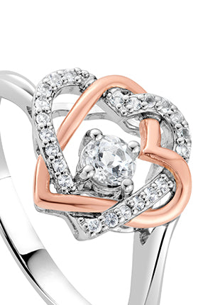 Clogau Always in my Heart Silver Ring with White Topaz 3SAMH0096 Rings CLOGAU GOLD 