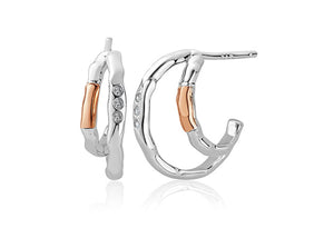 Clogau Ripples Half-Hoop Earrings with White Topaz 3SRPP0205 Earrings Carathea