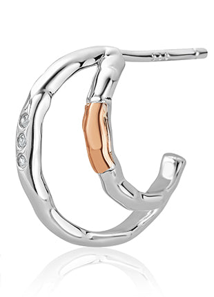 Clogau Ripples Half-Hoop Earrings with White Topaz 3SRPP0205 Earrings Carathea