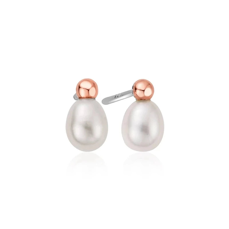 Clogau gold pearl stud earrings with Welsh gold Carathea 