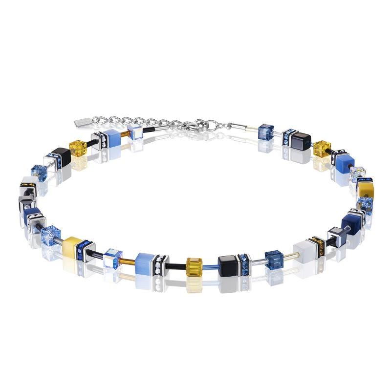 Coeur de Lion Blue-Yellow Geo Cube Necklace 2838/10-0701 Jewellery Coeur de Lion 