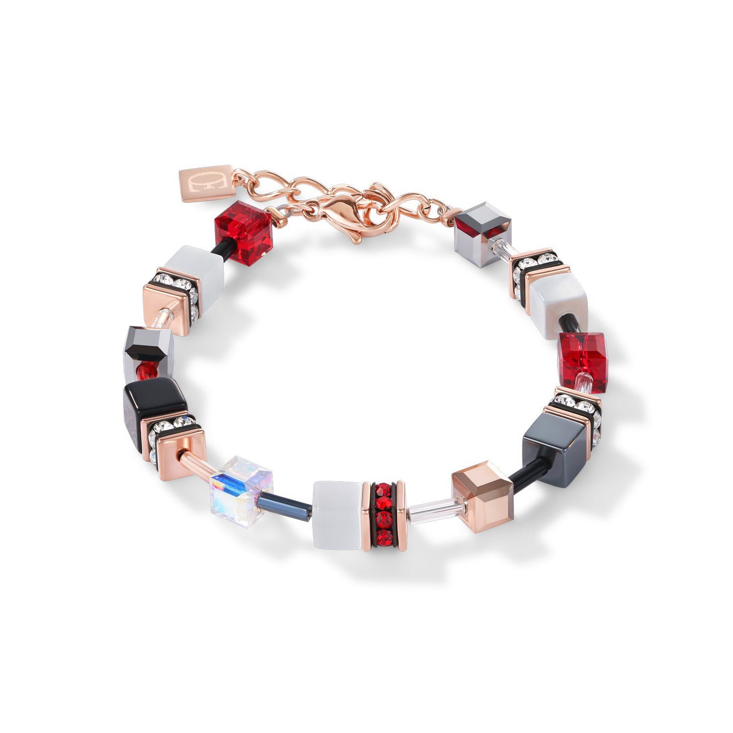 Coeur de Lion Geocube Bracelet in Red with Rose Gold 4013/30-0300 Jewellery Coeur de Lion 