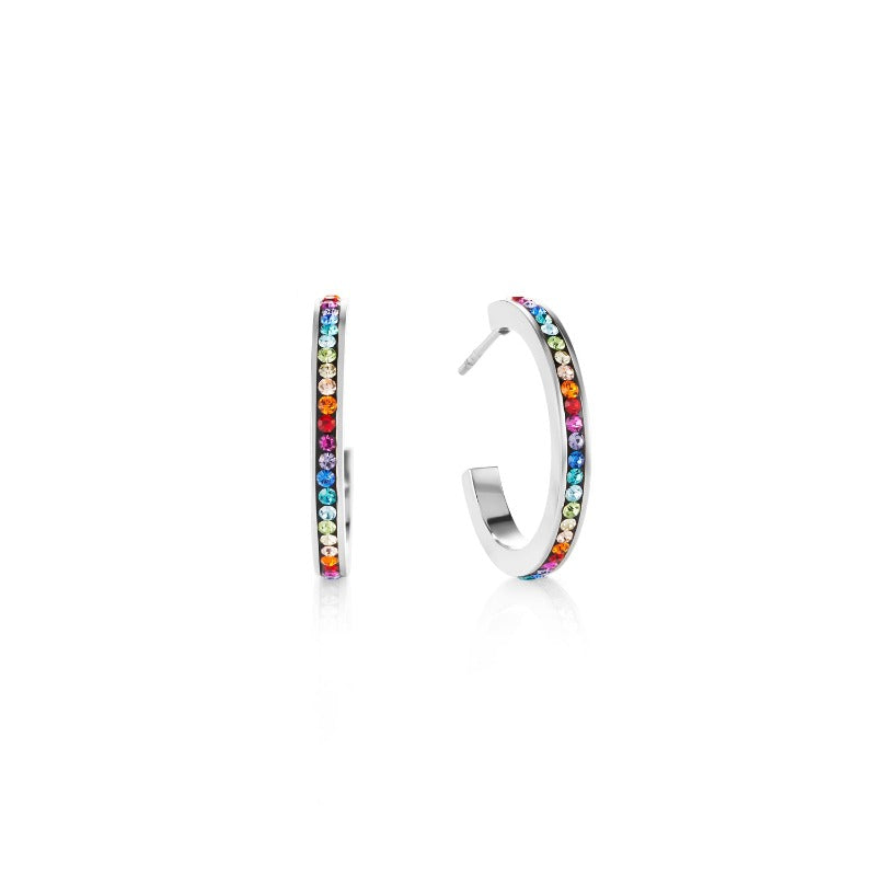Multicolour Pave Crystal Hoop Earrings Earrings Coeur de Lion 