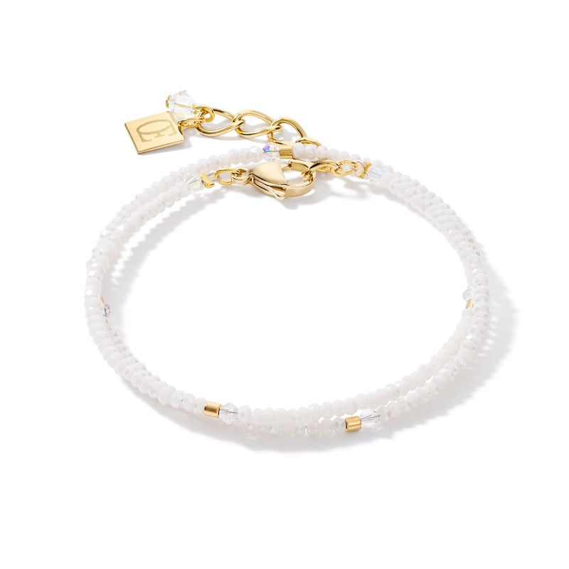 Coeur de Lion Small Crystal Bracelet in Gold & White | Carathea Bracelets Coeur de Lion 