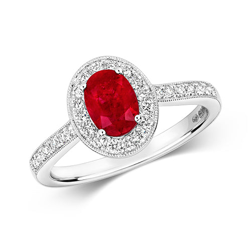 White gold ruby and diamond ring Jewellery Carathea