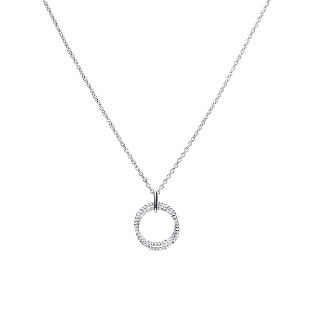Diamonfire Cubic Zirconia Double Open Circle Pendant Necklaces & Pendants DIAMONFIRE