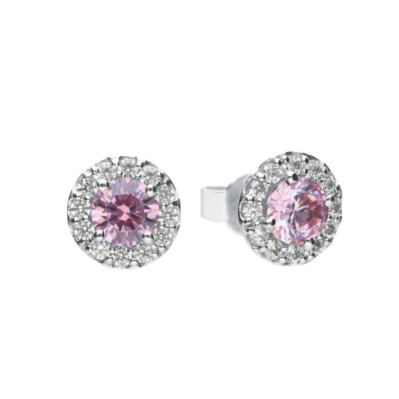 Diamonfire Dusky Pink Halo Stud Earrings - Carathea