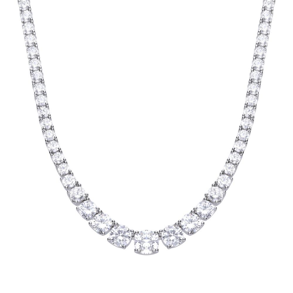Diamonfire Graduated Tennis Necklace with Cubic Zirconia Jewellery Gecko