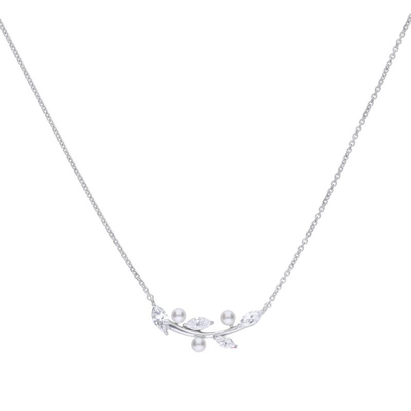 Diamonfire Pearl and Marquise Cubic Zirconia Necklace Necklaces & Pendants DIAMONFIRE 