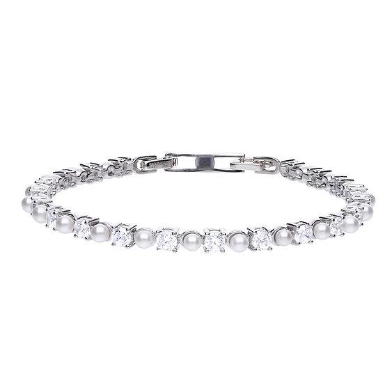 Diamonfire Pearl and Zirconia Bracelet Bracelets & Bangles DIAMONFIRE