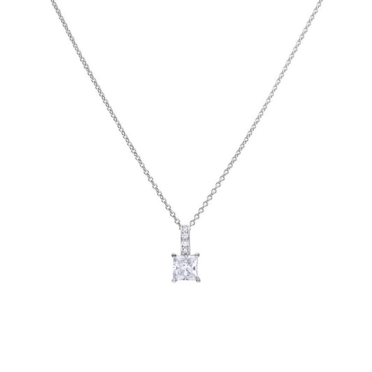 Diamonfire Princess Cut Zirconia with Pave Bale Pendant Necklaces & Pendants DIAMONFIRE 