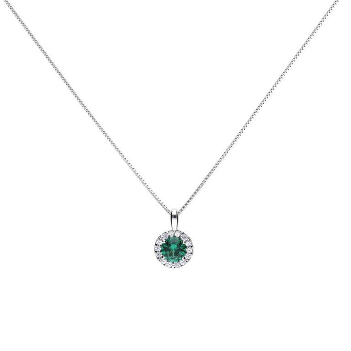 Diamonfire Round Pendant with Green Cubic Zirconia Jewellery Carathea