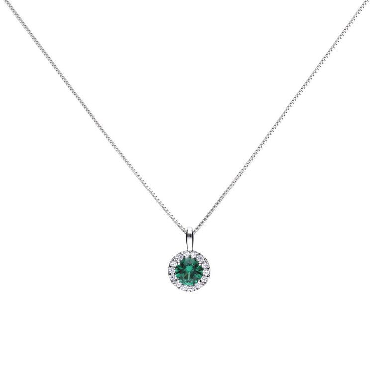 Diamonfire Round Pendant with Green Cubic Zirconia Jewellery Carathea