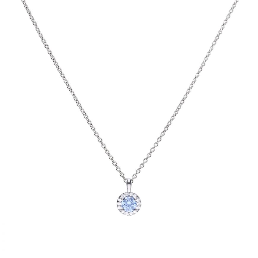 Diamonfire Sky Blue Round Pave Set Pendant Necklaces & Pendants DIAMONFIRE