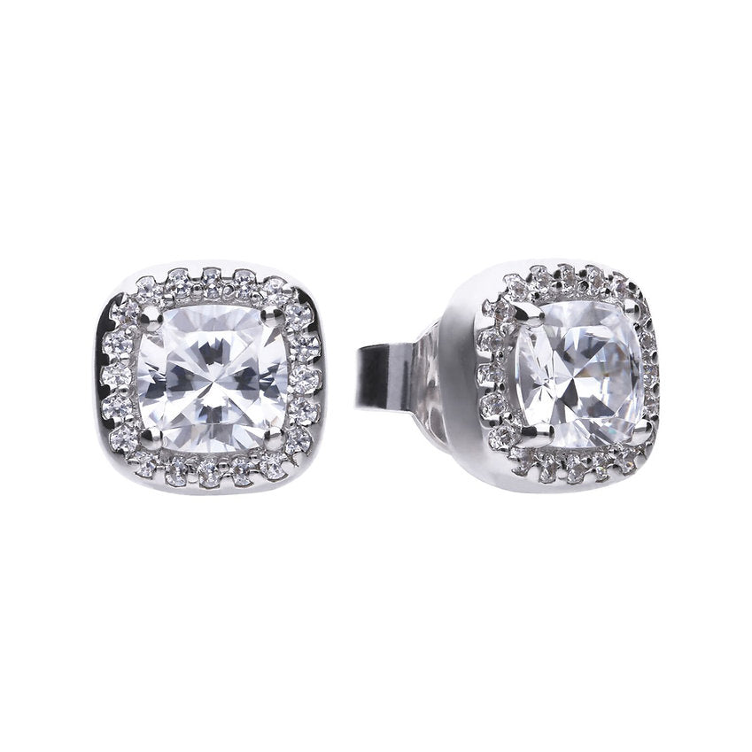 Diamonfire Square Pave Zirconia Stud Earrings Earrings DIAMONFIRE