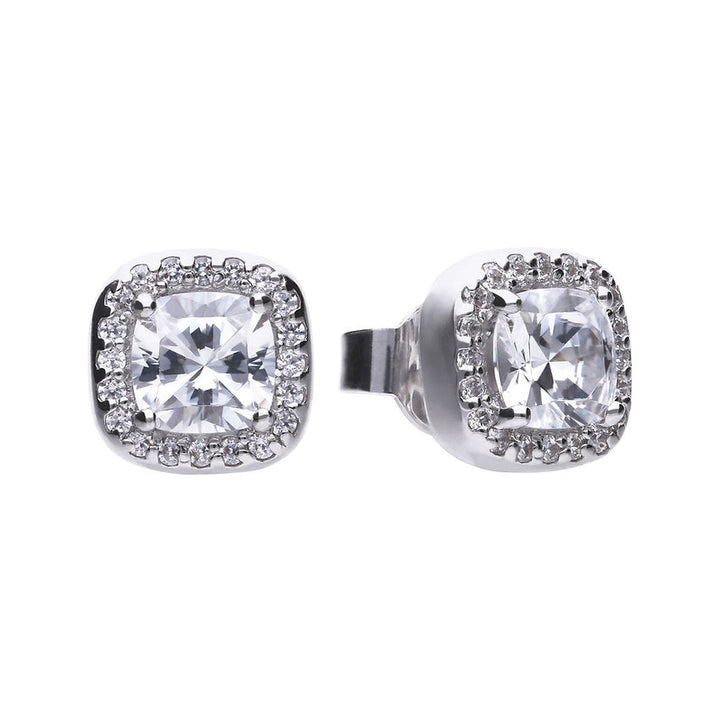 Diamonfire Square Pave Zirconia Stud Earrings Earrings DIAMONFIRE
