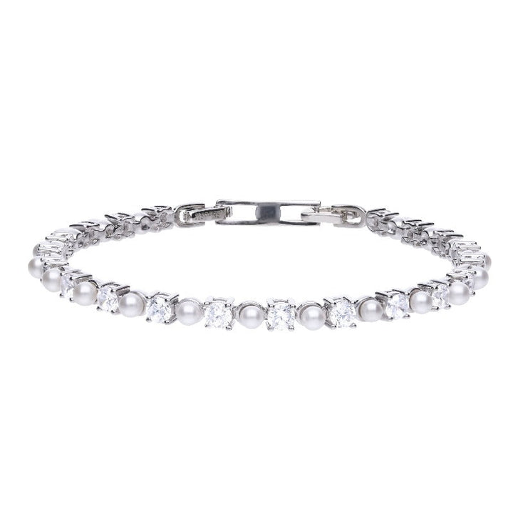 Diamonfire Pearl and Zirconia Bracelet Bracelets & Bangles DIAMONFIRE