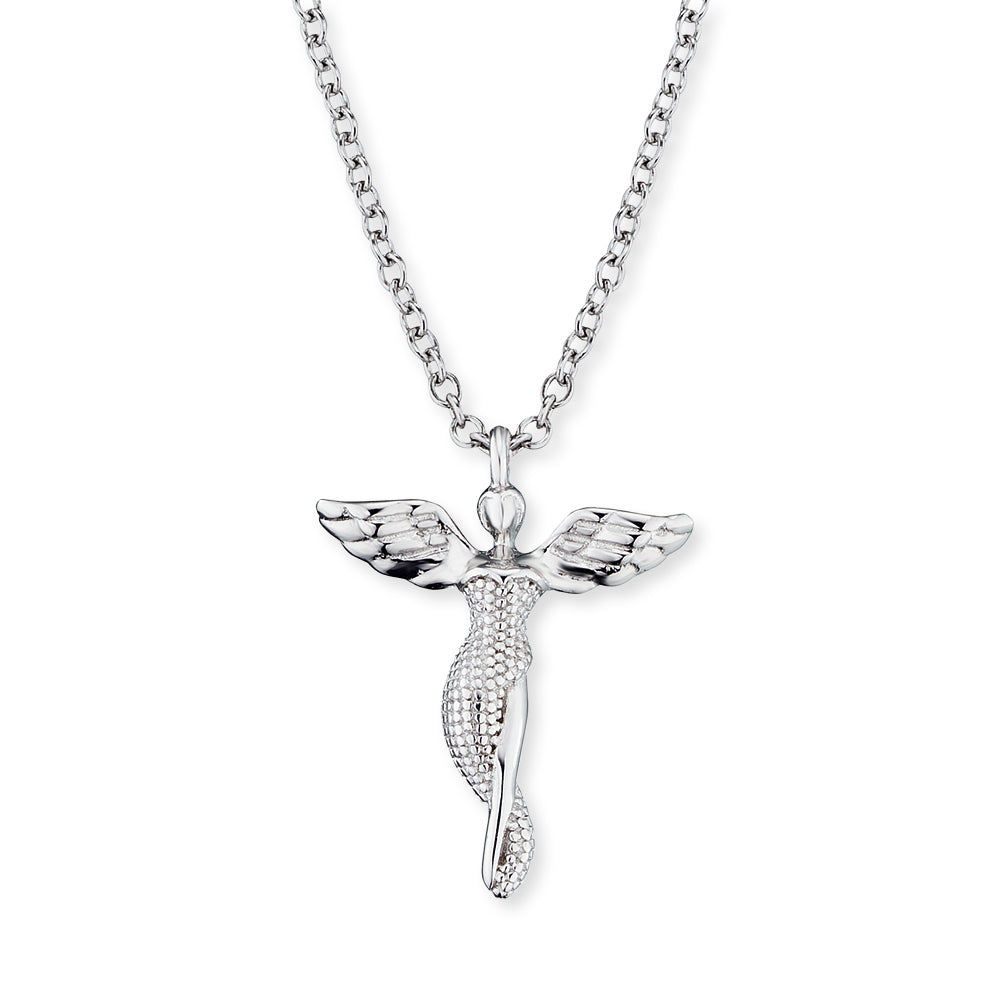 silver angel necklace with cz