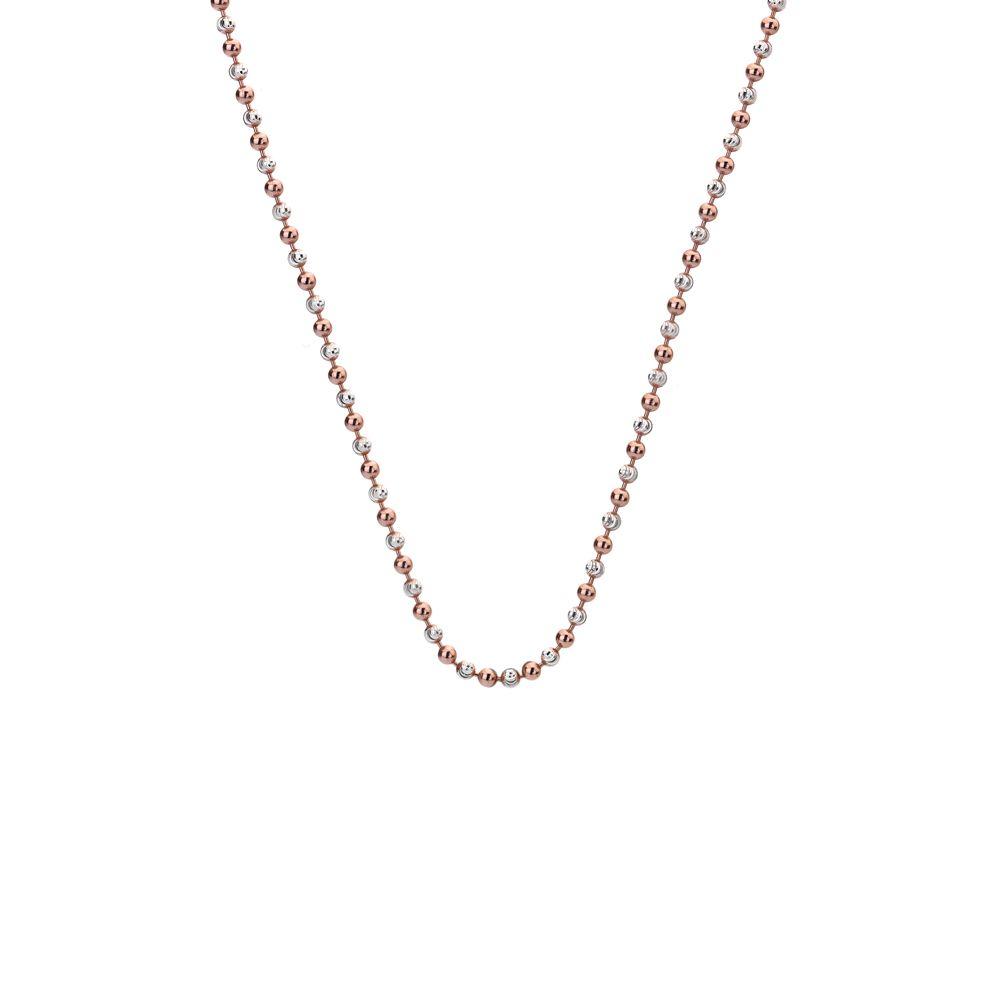 Emozioni Silver and Rose Gold Bead Chain Jewellery Emozioni 16-18" 