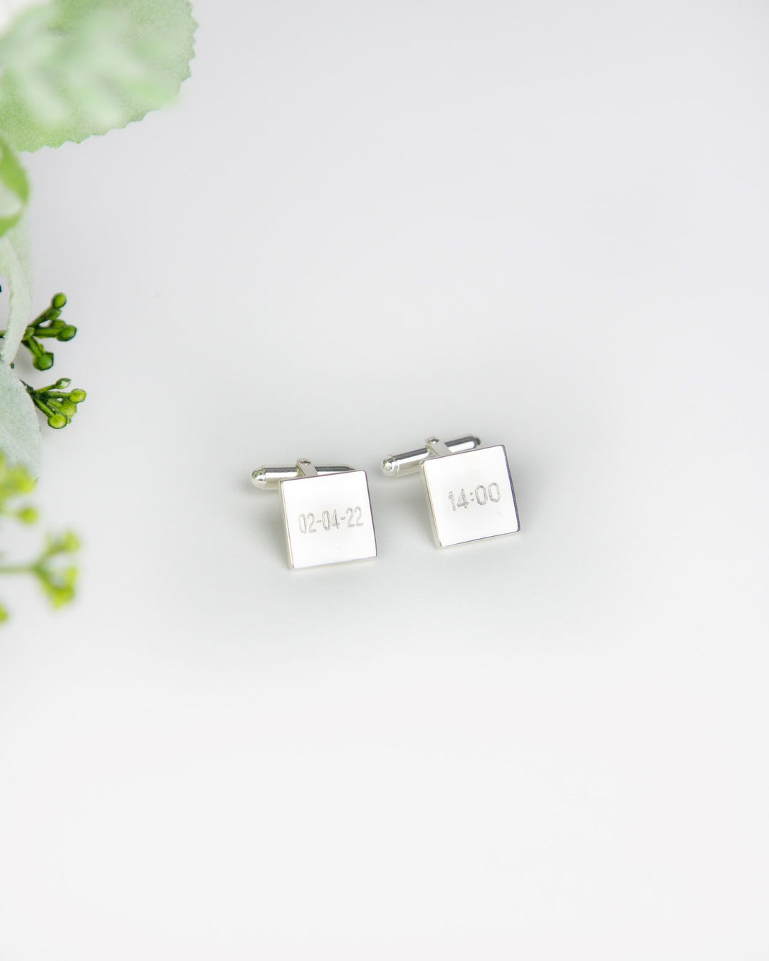 Silver Square Cufflinks - Engravable Cufflinks Gecko