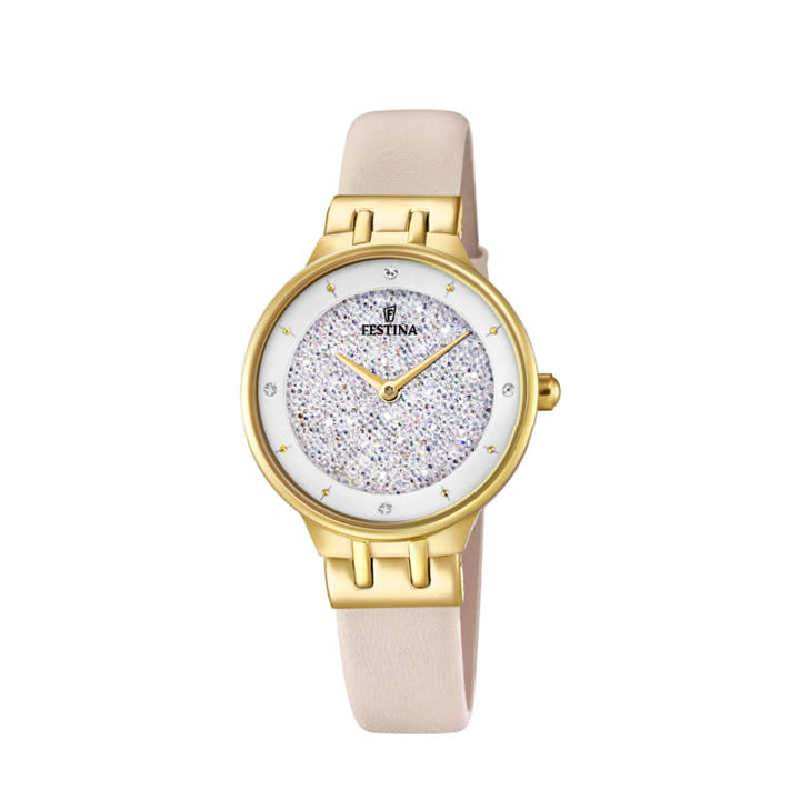 Festina Mademoiselle Watch with Crystal Dial Beige Strap F20405/1 Watches Festina