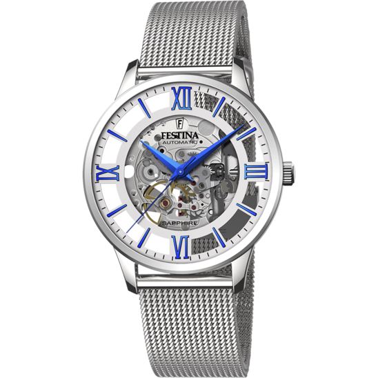 Men's Festina Automatic Skeleton Watch with Mesh Strap F20534/1 Watches Carathea