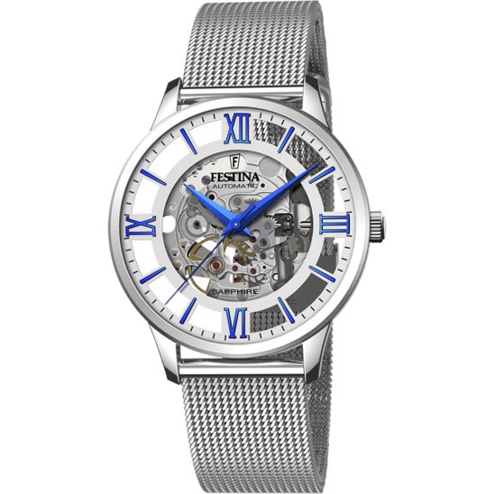 Men's Festina Automatic Skeleton Watch with Mesh Strap F20534/1 Watches Carathea 