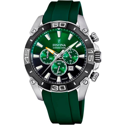 Festina Men's Chronobike Watch with Green Dial & Rubber Strap F20544/3 Watches Festina 